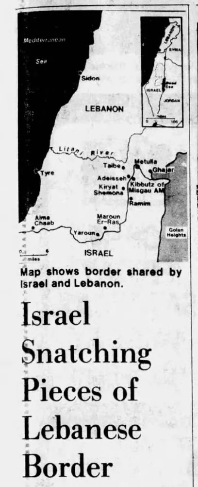 Israel Snatching Pieces of Lebanese Border — The Grand Rapids Press, 27 November 1980