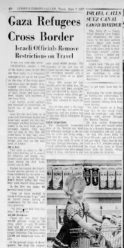 Gaza Refugees Cross Border — Corpus Christi Caller Times, 7 September 1967
