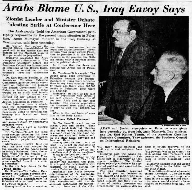 Arabs Blame U.S., Iraq Envoy Says — Courier-Journal, 13 April 1948