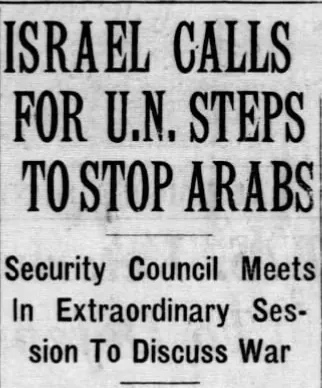 ISRAEL CALLS FOR U.N. STEPS TO STOP ARABS — Chicago Tribune, 9 February 1948