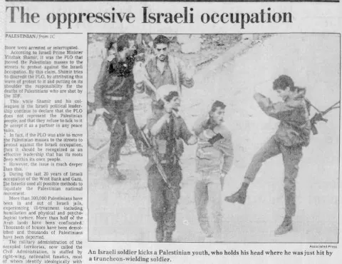 The oppressive Israeli occupation — The Miami Herald, 20 December 1987