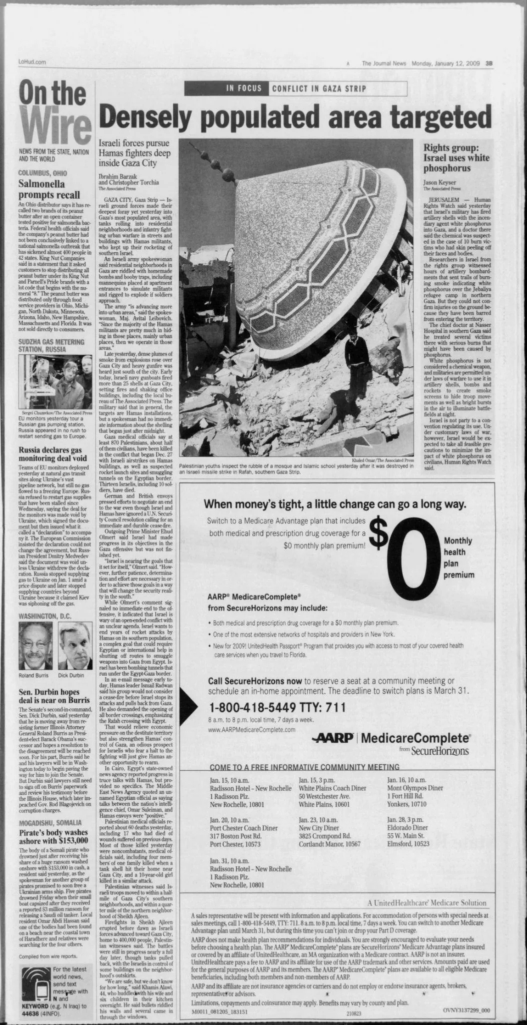 Densely populated area targeted &mdash; The Journal News, 12 January 2009