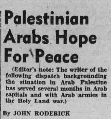Palestinian Arabs Hope For Peace — McAlester News-Capital, 11 January 1949