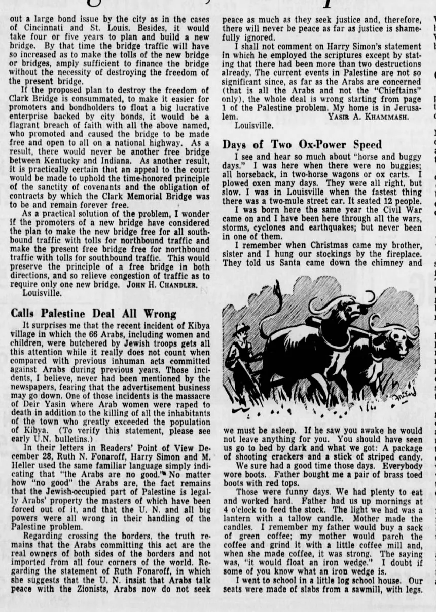 Calls Palestine Deal All Wrong &mdash; The Courier-Journal, 5 January 1954
