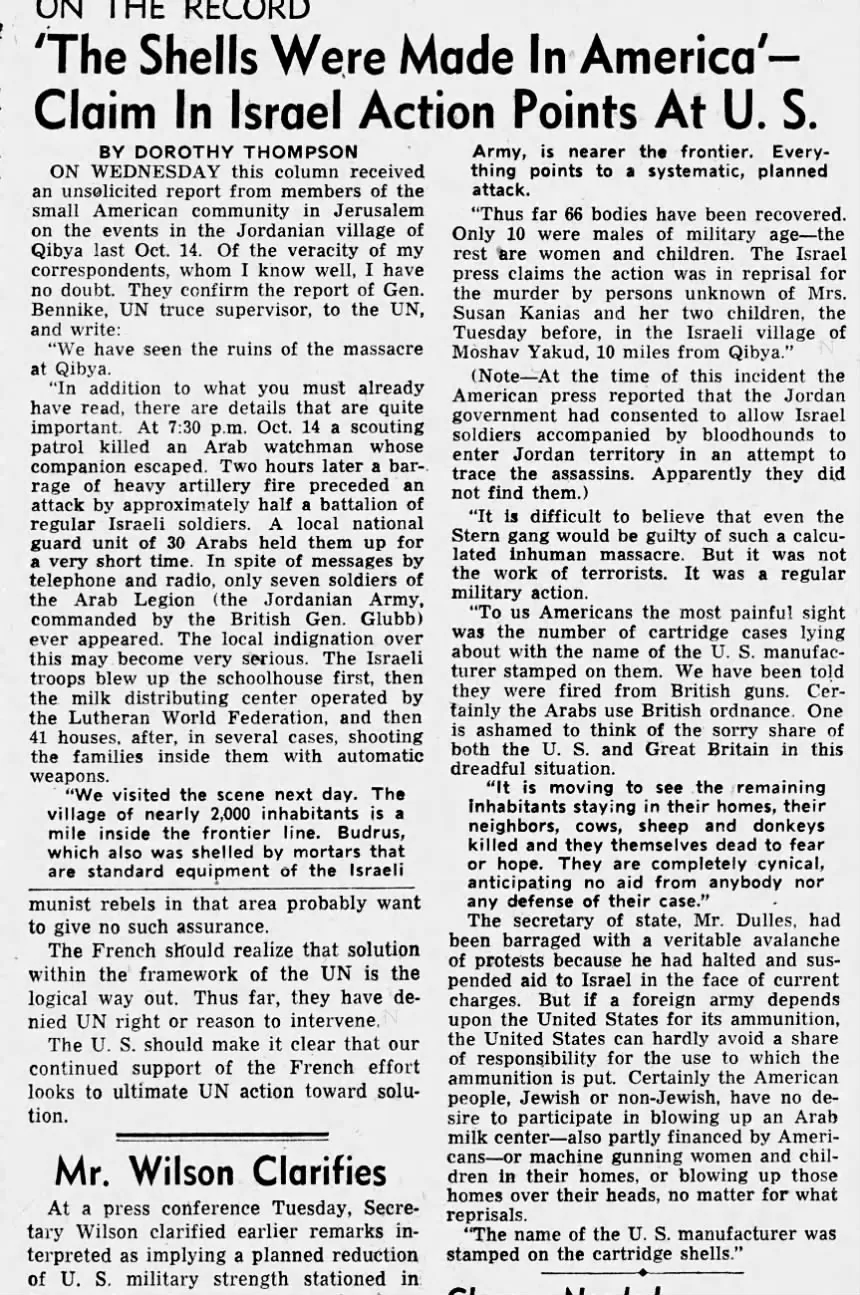 ‘The Shells Were Made In America’ — Claim In Israel Action Points At U.S. &mdash; The Birmingham News, 30 October 1953