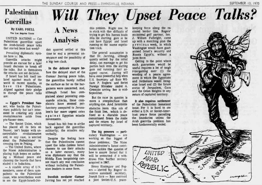 Will They Upset Peace Talks? — The Sunday Courier and Press, 13 September 1970