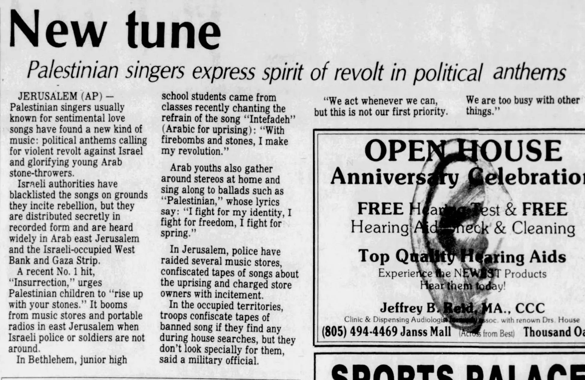 New tune &mdash; Thousand Oaks Star, 29 July 1988