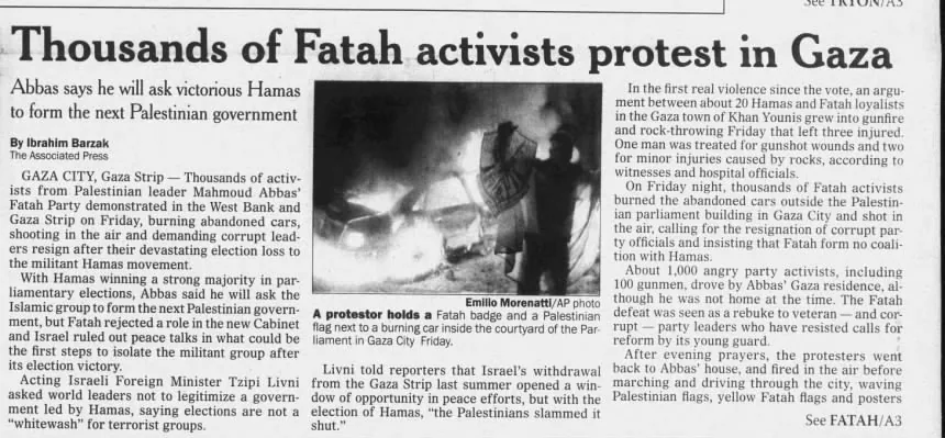 Thousands of Fatah activists protest in Gaza &mdash; The Daily American, 22 May 2021