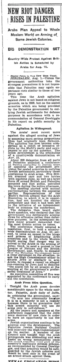 New Riot Danger &mdash; The New York Times, 2 August 1931