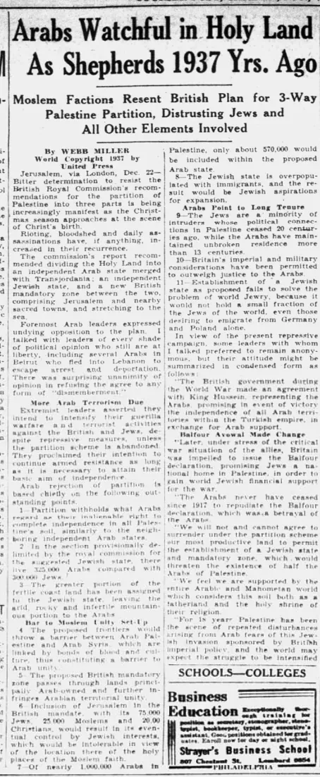 Arabs Watchful in Holy Land As Shepherds 1937 Yrs. Ago — Paducah Sun, 23 December 1937