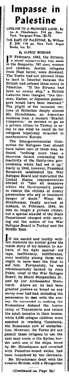 Impasse in Palestine &mdash; The New York Times, 17 November 1946