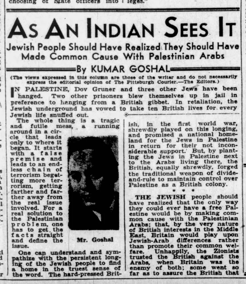 As AN INDIAN SEES IT &mdash; New Pittsburgh Courier, 10 May 1947