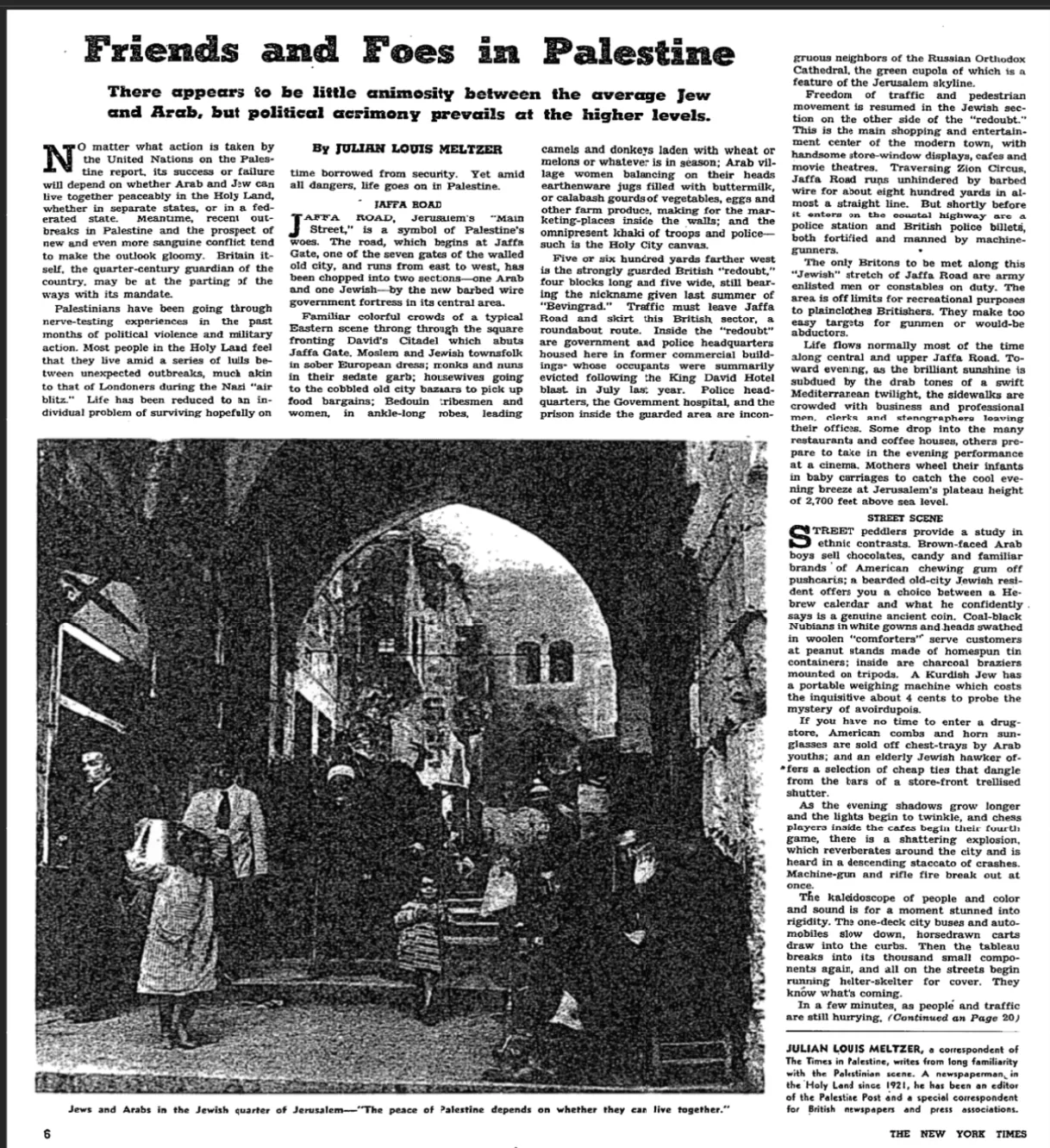 Friends and Foes in Palestine &mdash; The New York Times, 7 September 1947