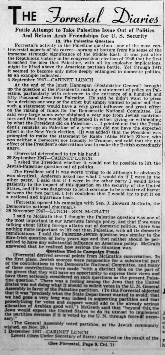 The Forrestal Diaries — Nevada State Journal, 10 October 1951