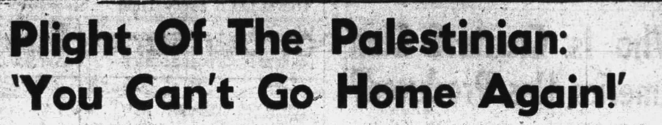 Plight Of The Palestinian — Odessa American, 10 November 1959