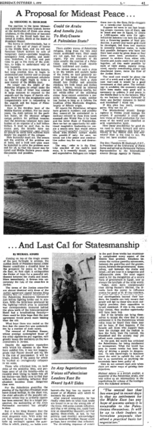 A Proposal for Mideast Peace... — The New York Times, 1 October 1970
