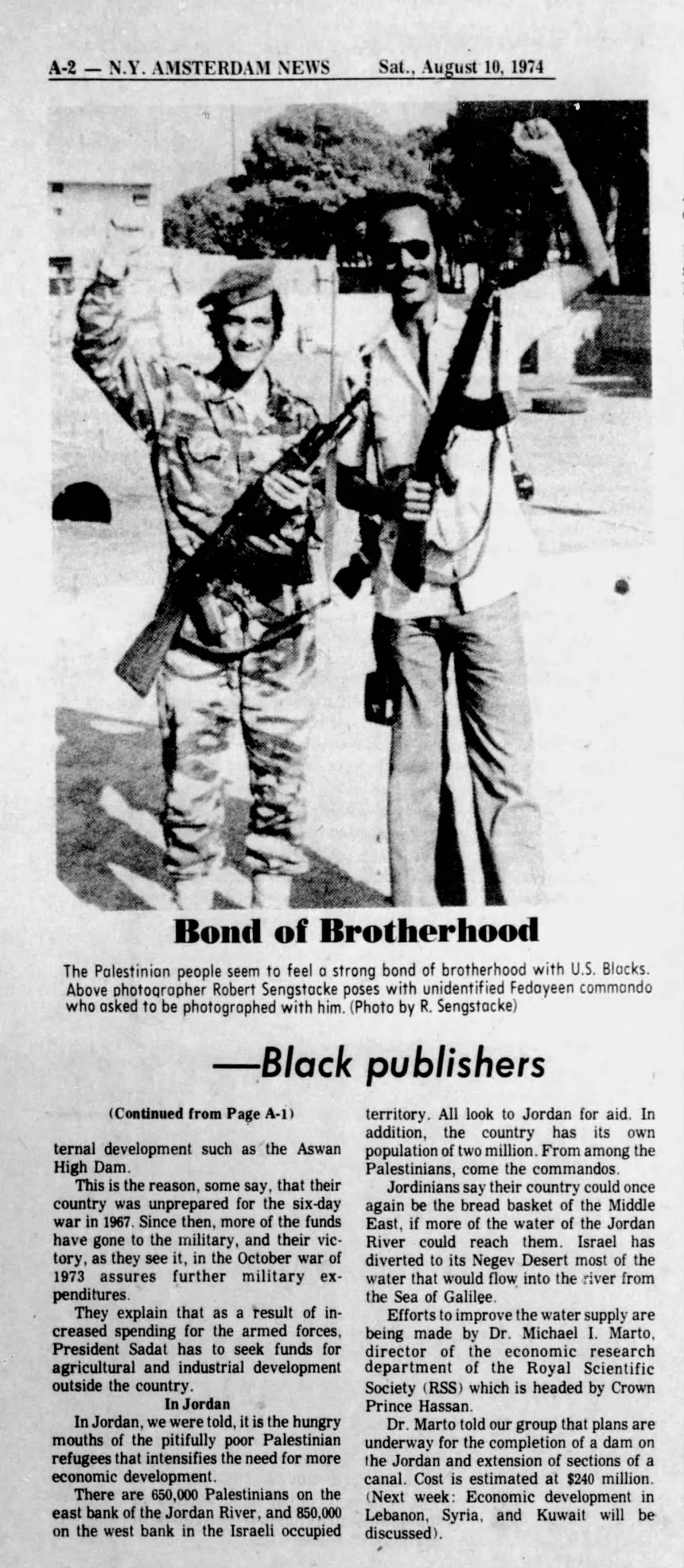 Bond of Brotherhood &mdash; New York Amsterdam News, 10 August 1974