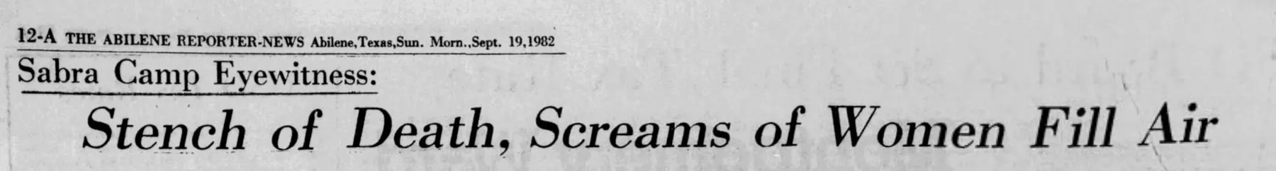 Sabra Camp Eyewitness — The Abilene Reporter-News, 19 September 1982