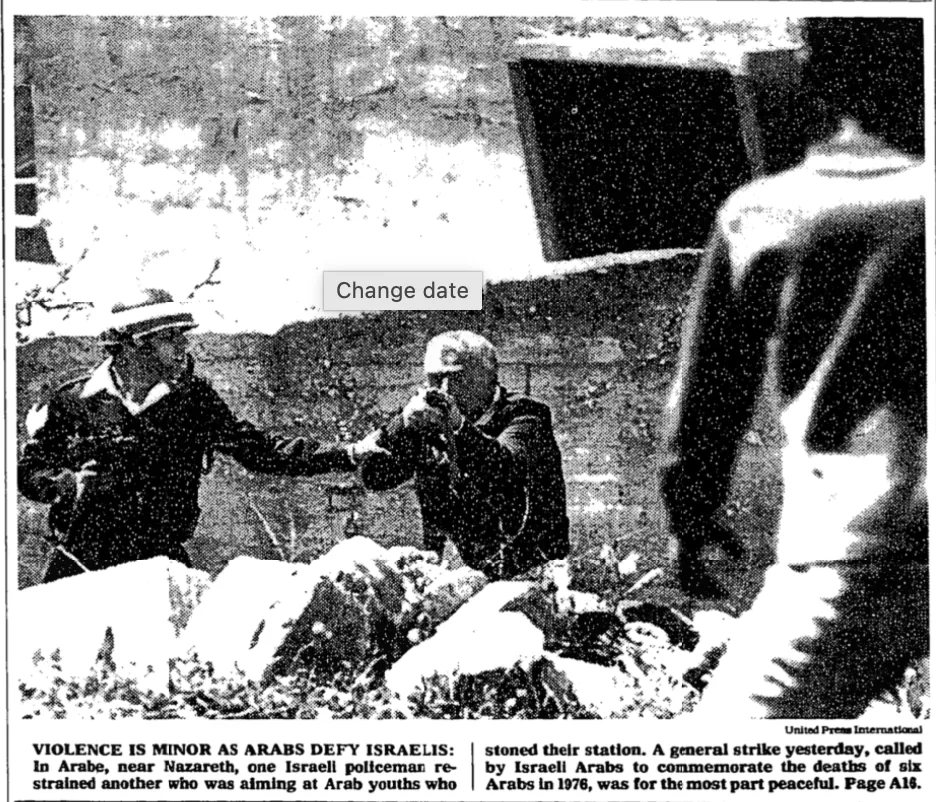 Violence Is Minor as Arabs Defy Israelis &mdash; New York Times, 31 March 1982