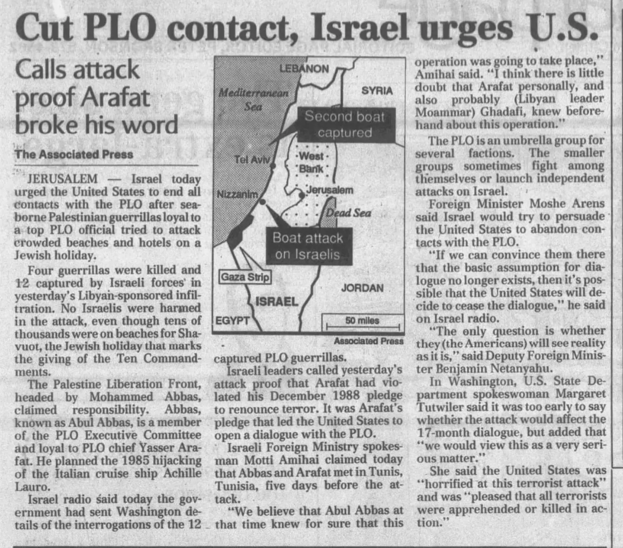 Cut PLO contact, Israel urges U.S. — Tucson Citizen, 31 May 1990