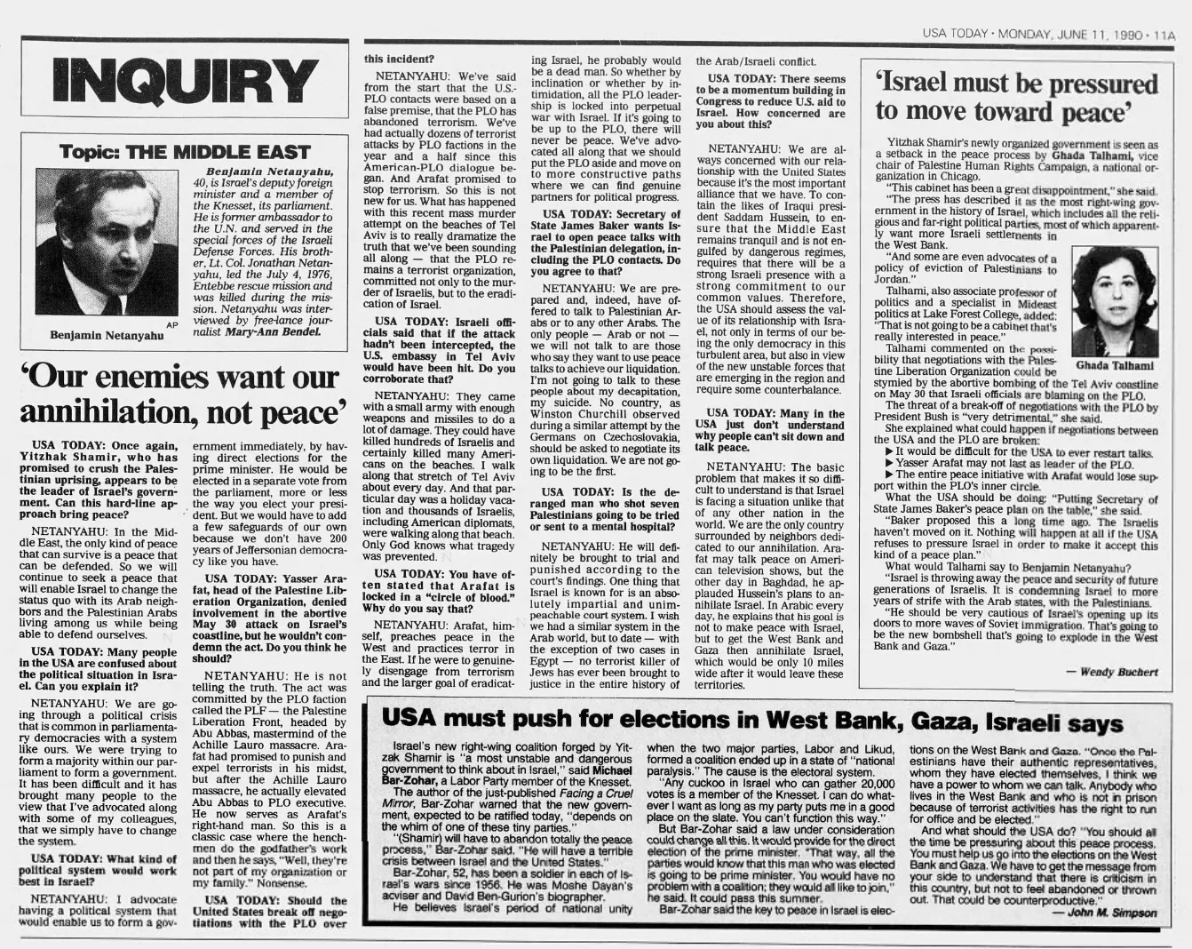 Inquiry: The Middle East — USA Today, 11 June 1990
