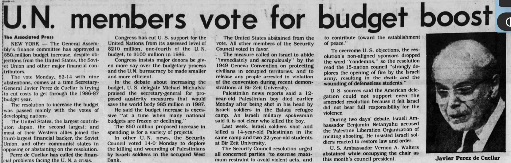 U.N. members vote for budget boost — The Indianapolis News, 9 December 1996
