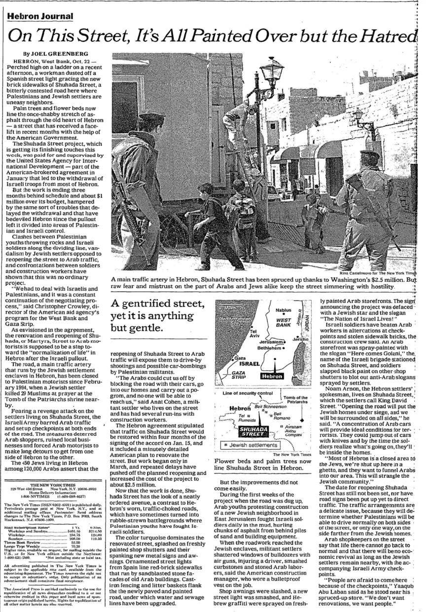 On This Street, It’s All Painted Over but the Hatred &mdash; The New York Times, 23 October 1997
