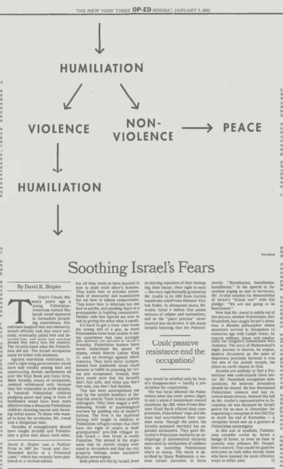 Soothing Israel’s Fears — The New York Times, 7 January 2002