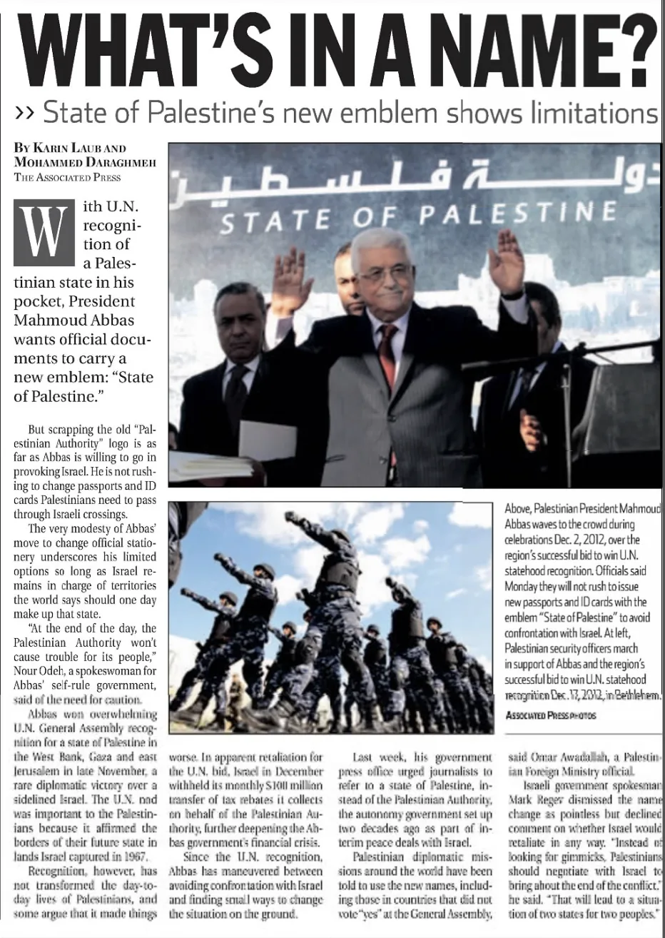 WHAT’S IN A NAME? &mdash; The Monitor, 8 January 2013