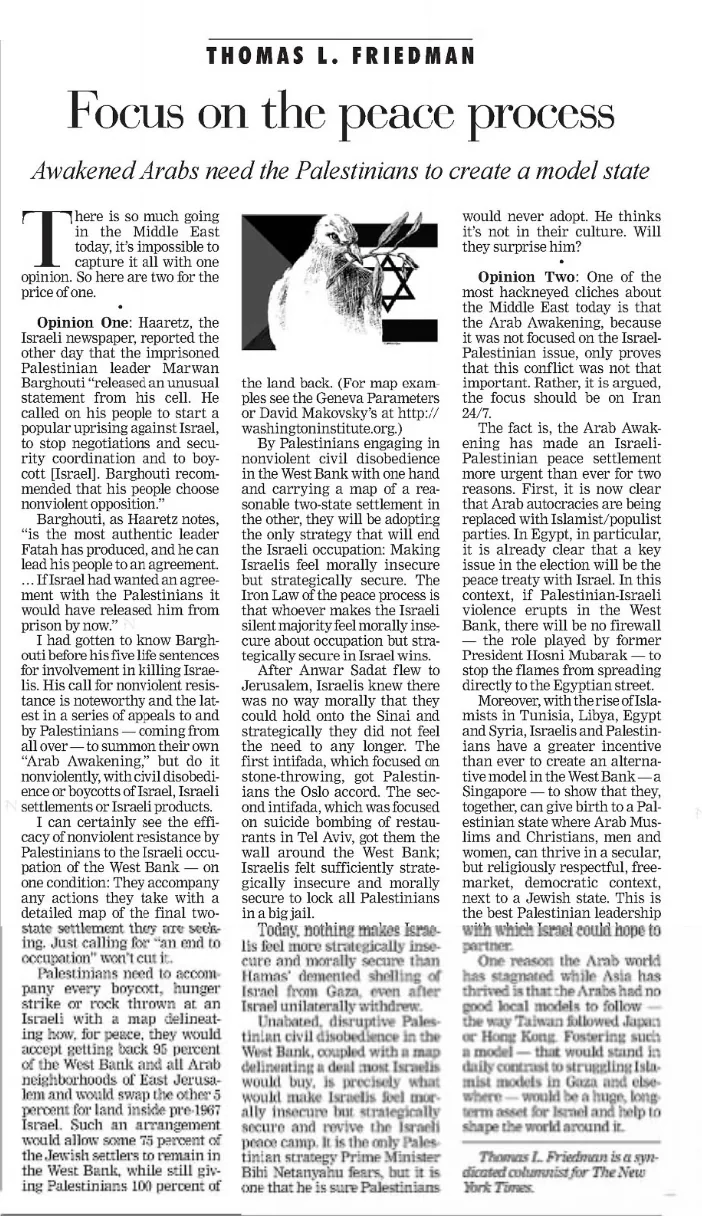 Focus on the peace process &mdash; Pittsburgh Post-Gazette, 11 April 2012