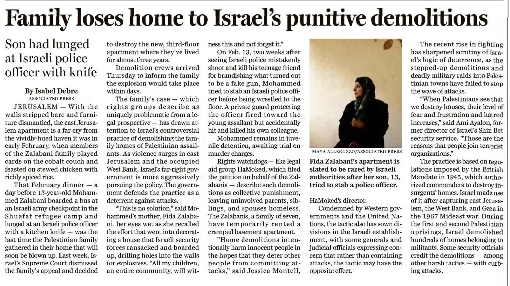 Family loses home to Israel’s punitive demolitions — The Boston Globe, 1 September 2023