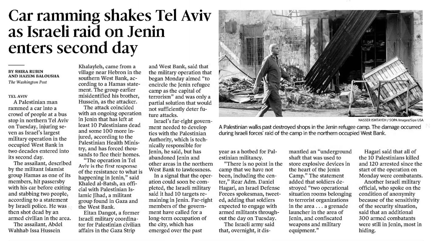 Israel begins pullout from Jenin after two-day operation — The Miami Herald, 5 July 2023