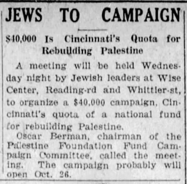 JEWS TO CAMPAIGN &mdash; Kentucky Post, 7 October 1925