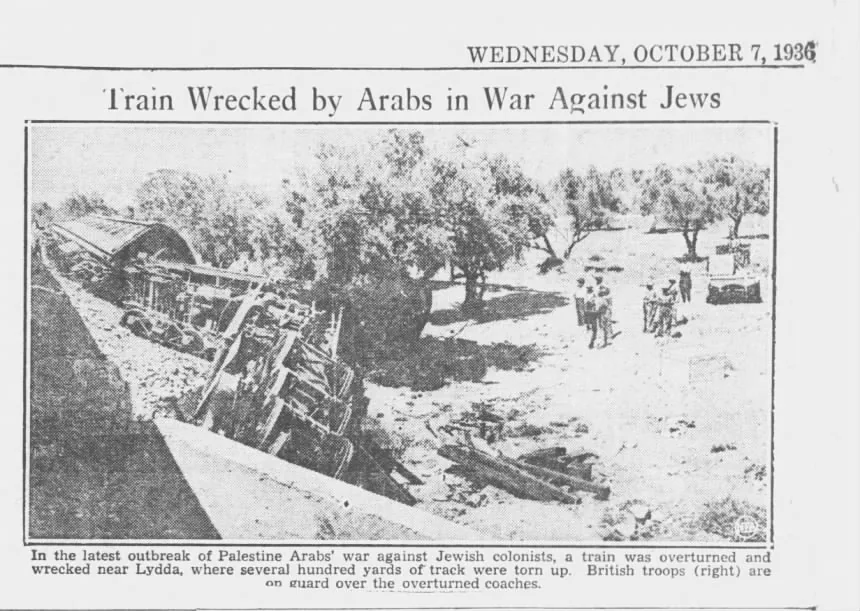 W￿DNESDAY, OLTUBER 7 1931 .1 rc1in 11;recked bv Ar<lhs in Il1¢2r A(f<llnSt Jeivs &mdash; The Daily Advertiser, 7 October 1936