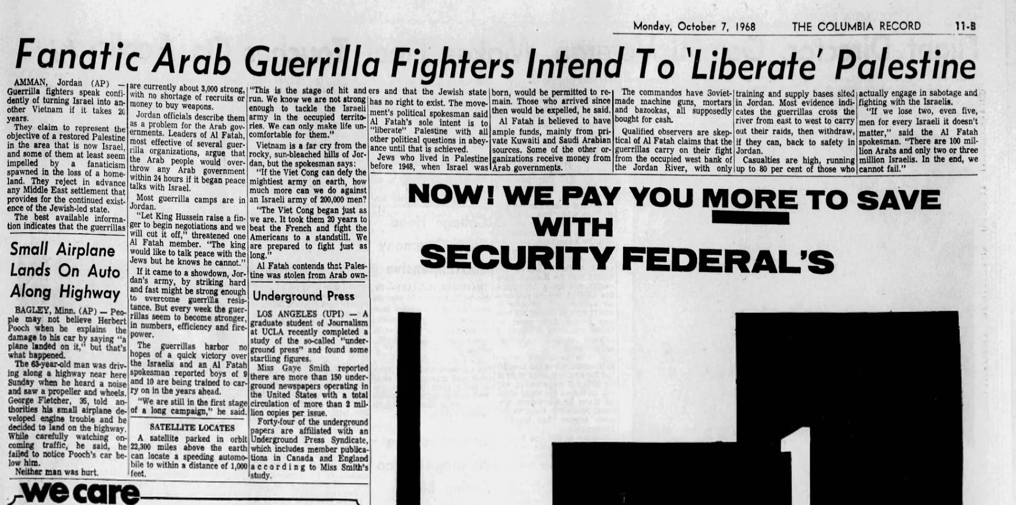 Fanatic Arab Guerrilla Fighters Intend To 'Liberate Palestine &mdash; Columbia Record, 7 October 1968