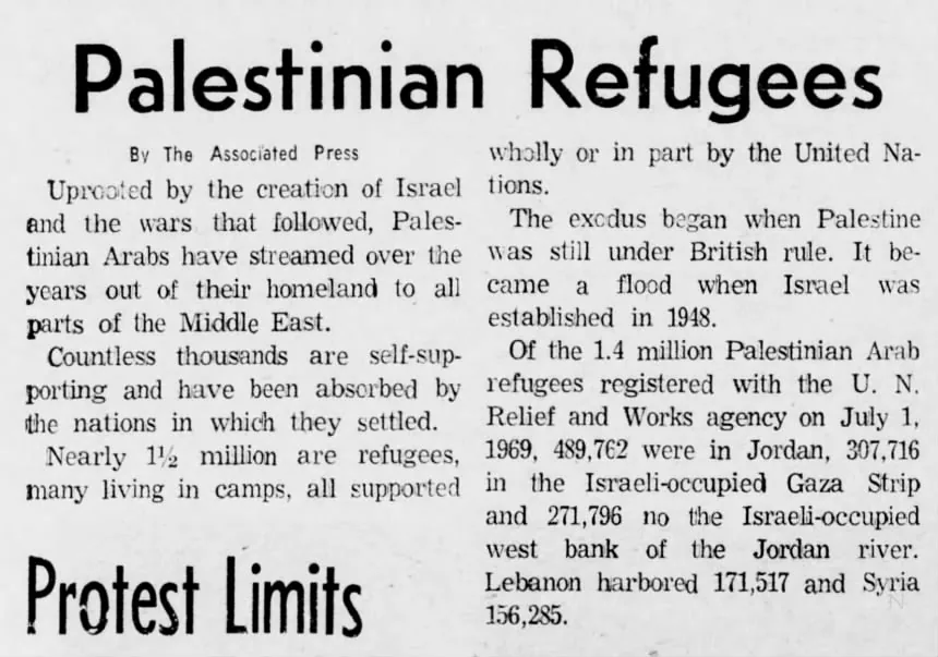 Palestinian Refugees &mdash; Edwardsville Intelligencer, 7 October 1977