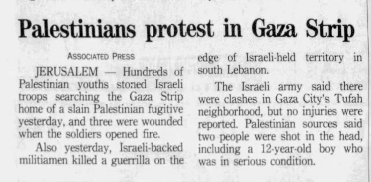 Palestinians protest in fra7a Strip &mdash; Lexington Herald-Leader, 7 October 1993