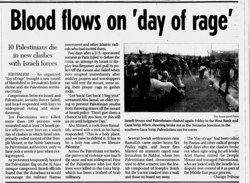 Blood flows on 'day of rage, &mdash; The Kansas City Star, 7 October 2000