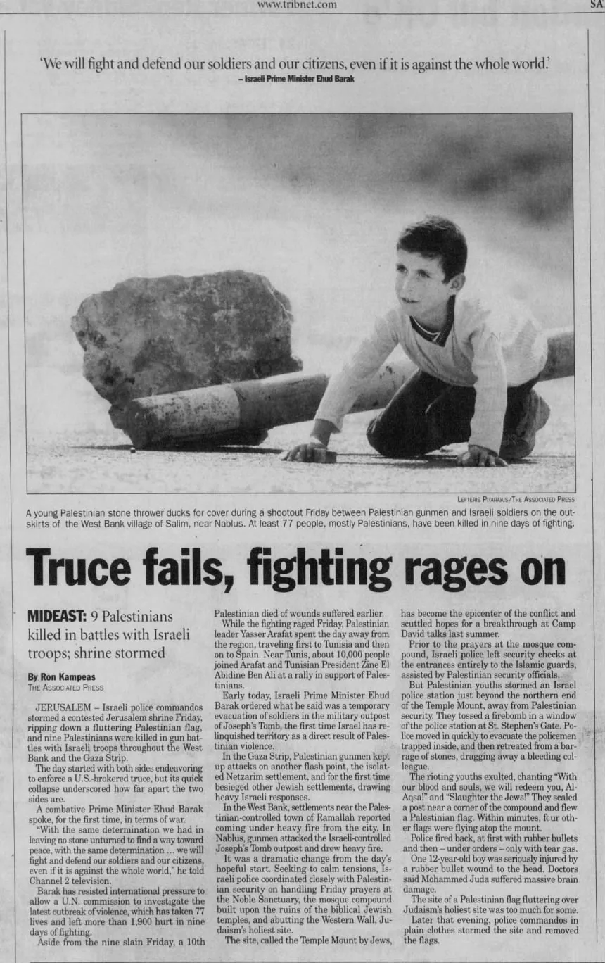 'We ivill fight and detLnd our M)Idiers and our cit17£ns, even ilit is against the whole world., &mdash; The News Tribune, 7 October 2000