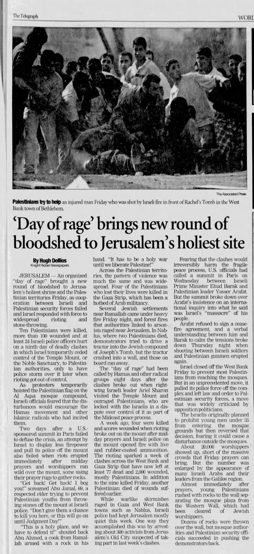 'Day of rage, brings new round of bloodshed to Jerusalem's holiest site &mdash; The Post-Standard, 7 October 2000