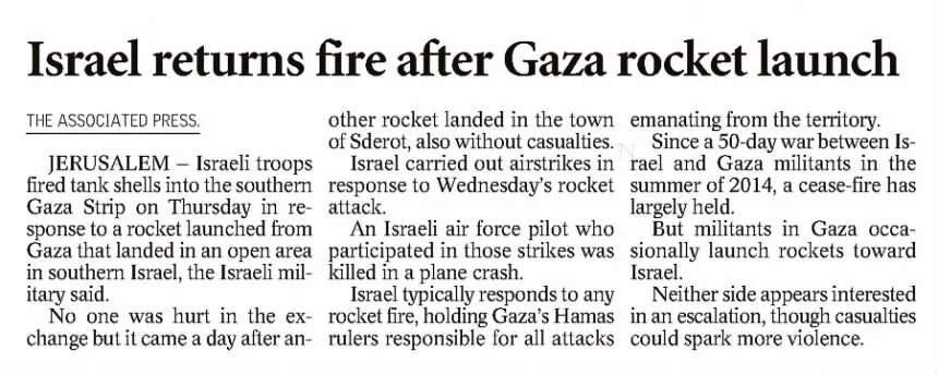 Israel returns fire after Gaza rocket launch &mdash; The Bay City Times, 7 October 2006