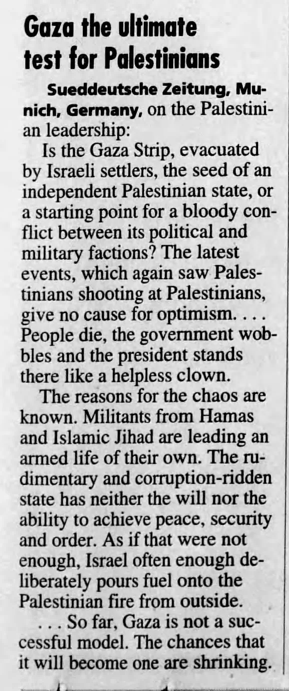 Gaza the ultimale lest for Palestinians &mdash; Dothan Eagle, 7 October 2006