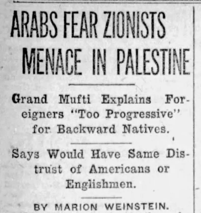 Arabs Fear Zionists Menace in Palestine — Omaha World-Herald, 17 March 1919