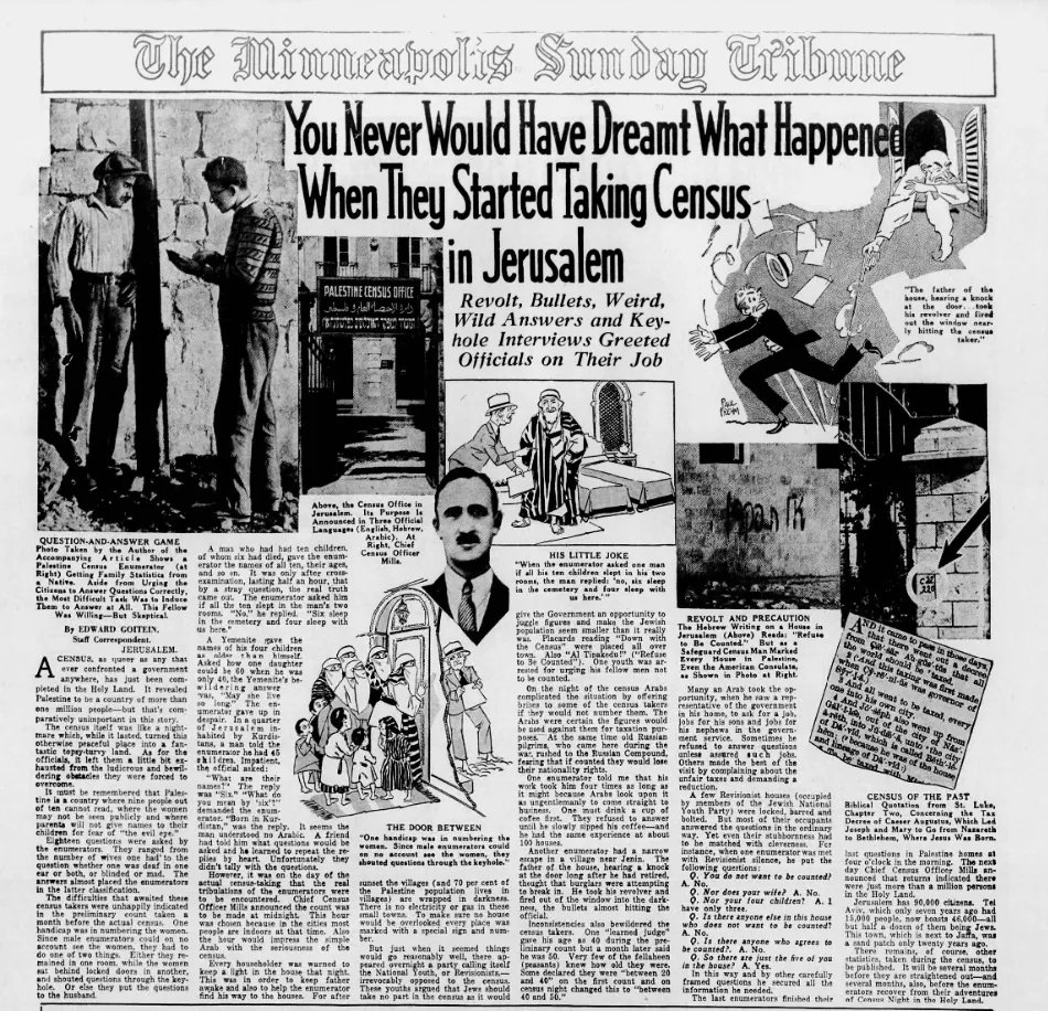 You Never Would Have Dreamt What Happened When They Started Taking Census in Jerusalem — Star Tribune, 13 March 1932