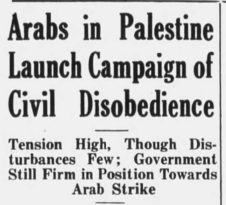Arabs in Palestine Launch Campaign of Civil Disobedience — Buffalo Jewish Review, 15 May 1936