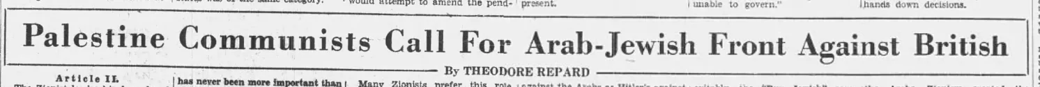 Palestine Communists Call for Arab-Jewish Front Against British — Daily Worker, 28 April 1936