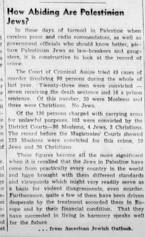How Abiding Are Palestinian Jews? — The Jewish Press, 25 October 1946