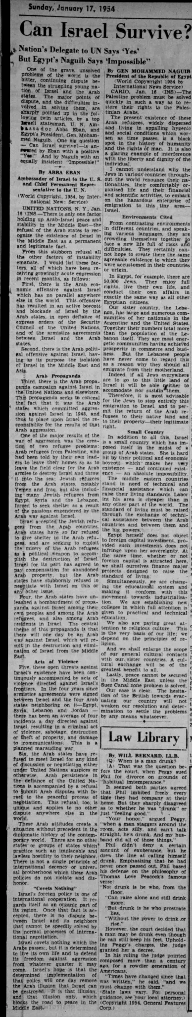 Can Israel Survive? &mdash; Portsmouth Star, 17 January 1954