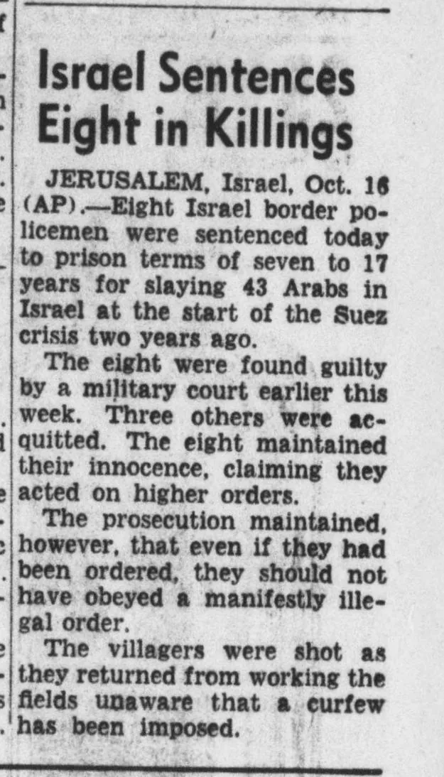 Israel Sentences Eight in Killings &mdash; Evening Star, 16 October 1958