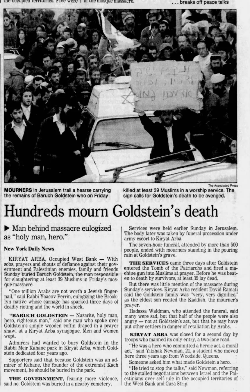 Funeral in Hebron &mdash; Syracuse Herald Journal, 28 February 1994